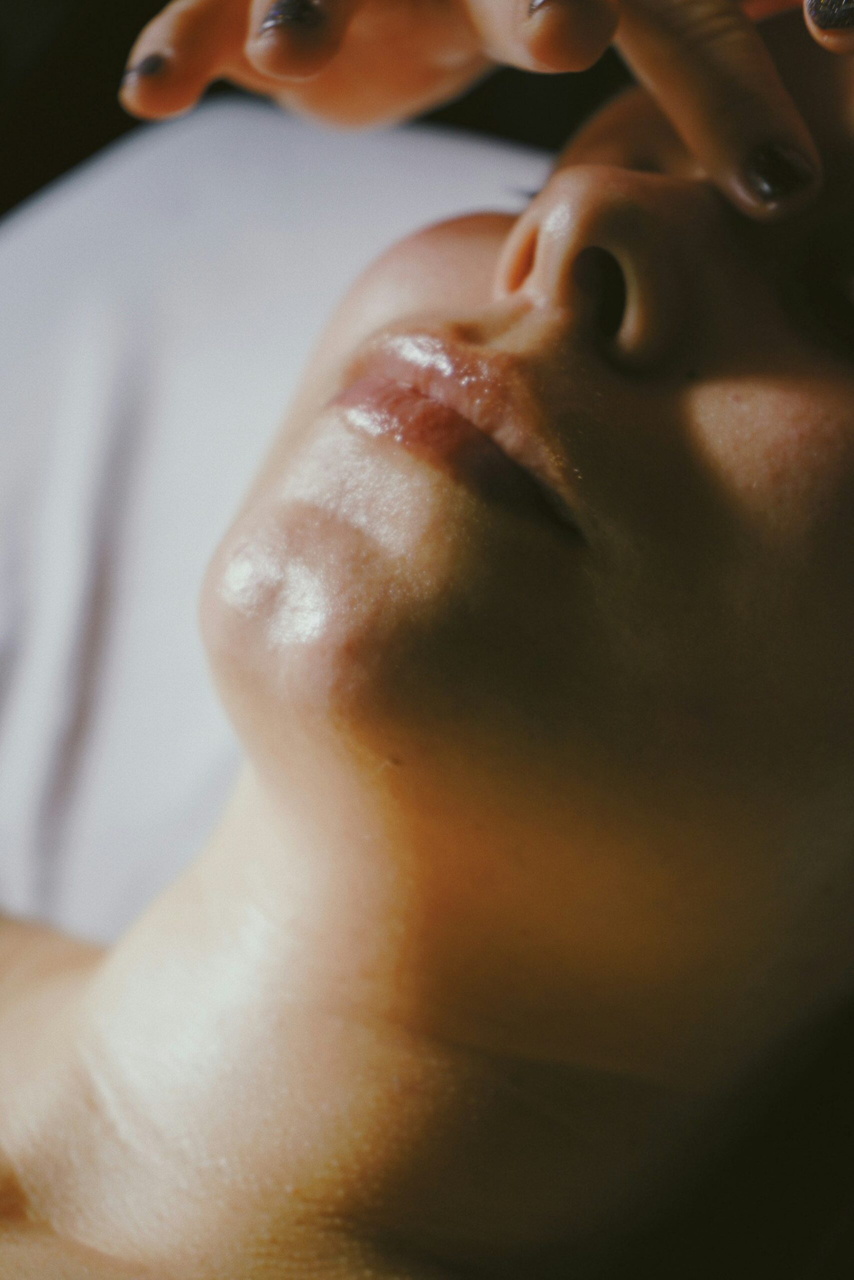 Close-up of glowing skin after a facial treatment
